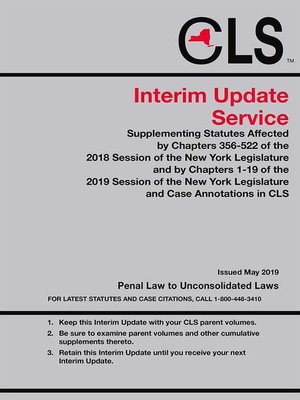 cover image of New York Consolidated Laws Service (CLS) Interim Update Service